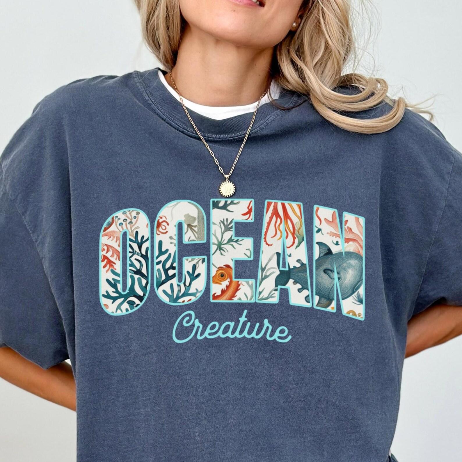 Ocean Creature Comfort Colors Tee, Marine Life Shirt L