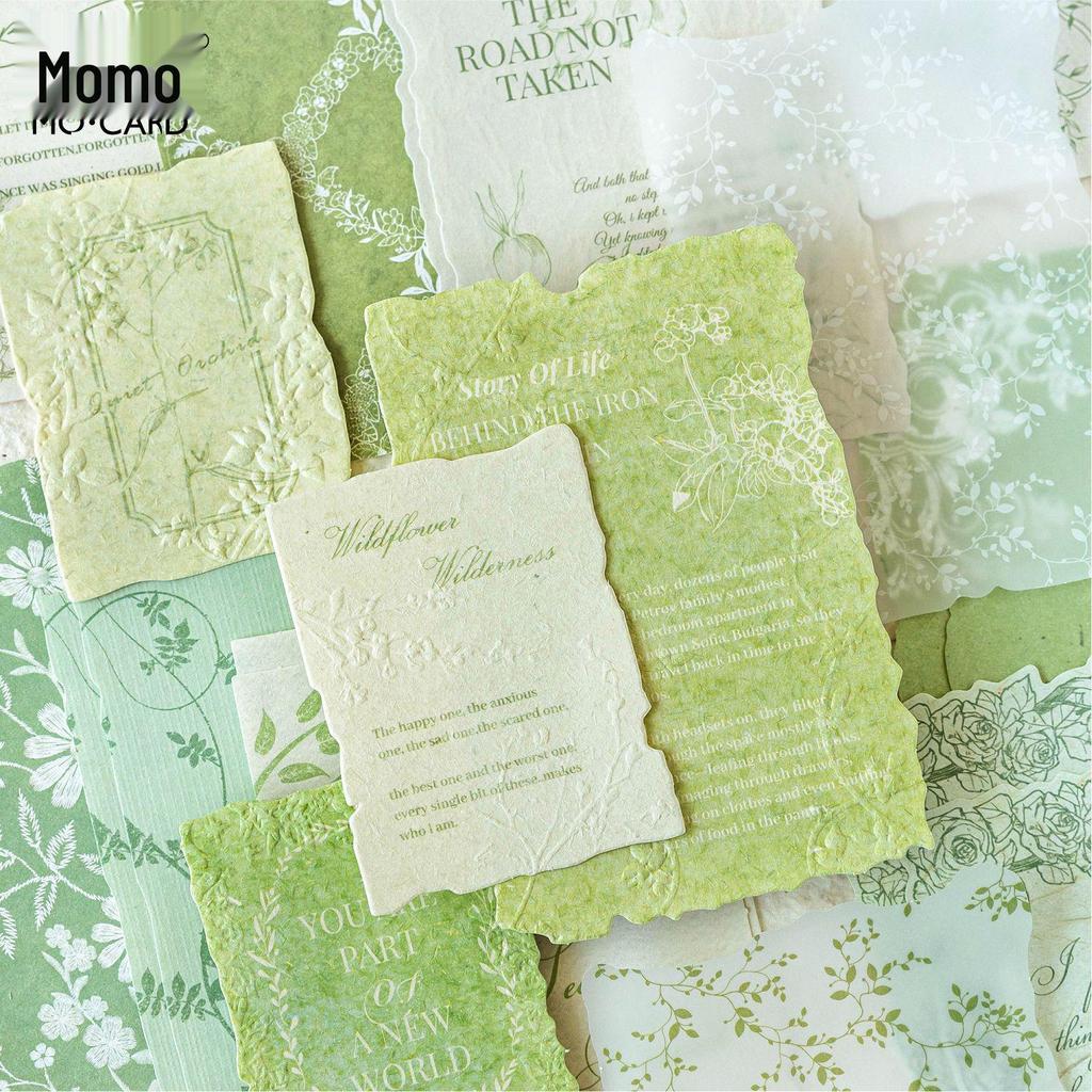 MòMò Mixed Material Letterpress Embossed Paper - Flower Branch Language Series, 30 Sheets, Scrapbooking Base Paper, 4 Styles.