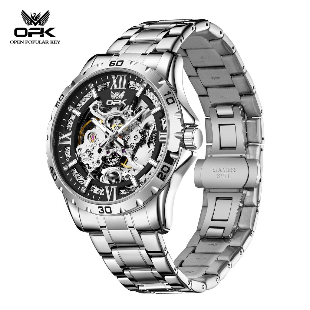 OPK 6100 Original Men's Mechanical Watch Hollowed Steel Strap Waterproof Luminous Business Automatic Man Wristwatch