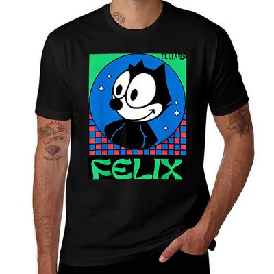 Felix The Cat Checkered TShirt Casual Basic Short Sleeve TShirt