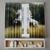 2-piece white horse print curtains   polyester fabric   machine washable   suitable for bedroom and living room decoration