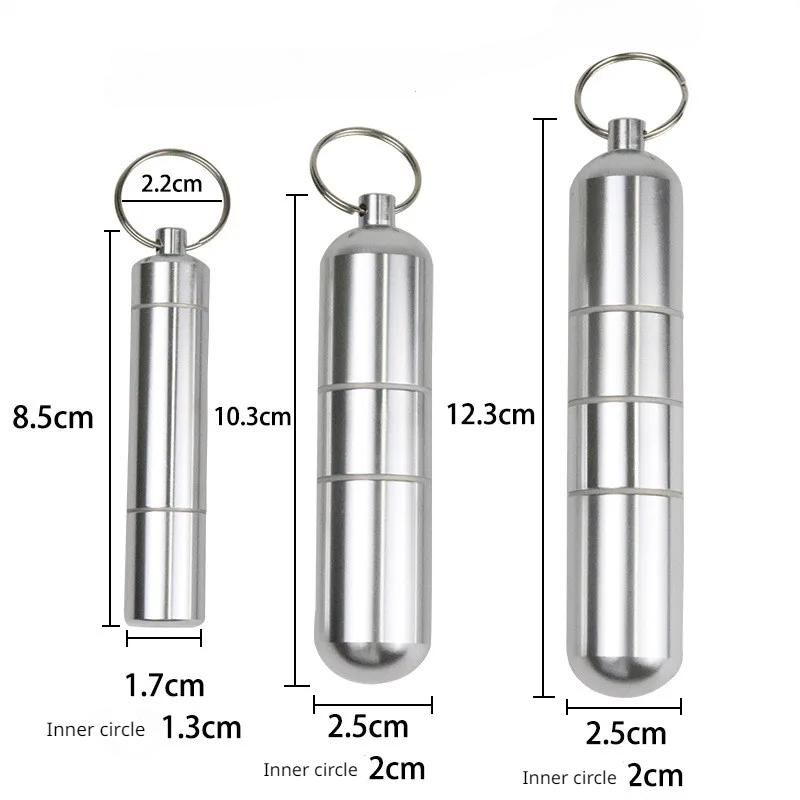 1 Stück Wasserdichtes Zigarettenetui Silber Aluminiumlegierung Zigarettenbox Pillen Zahnstocher Kapselhalter mit Schlüsselanhänger Männergeschenk