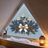 Winter Holiday Glass Stickers Christmas Candle Static Stickers, Removable Window Cling with Bow Pinecone And Pine Reusable Branch Pattern, Blue