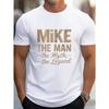 European Size Men'S Casual Crew Neck T-Shirt with Geometric Pattern, 100% Cotton Knit Fabric, Regular Fit, Slight Stretch, Summer Season