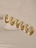 Qiong Yao European Style Rhinestone Hoop Ear Cuff, 18K Gold-Plated, Luxury Stainless Steel Earrings, Fade-Resistant.