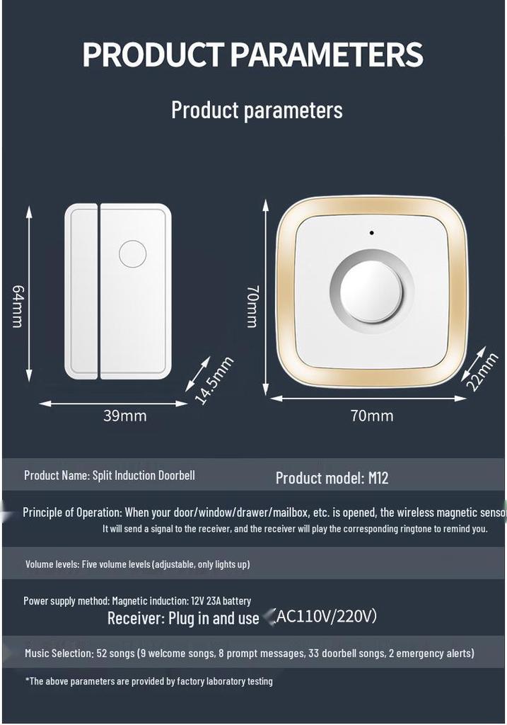 Entryway Welcome Sensor with Voice Reminder Doorbell for Shops and Supermarkets