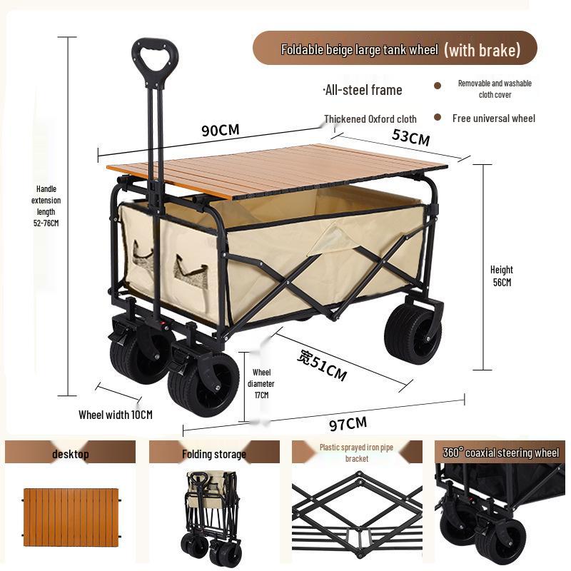 Portable Foldable Camping Trolley for Outdoor Picnics and Outings