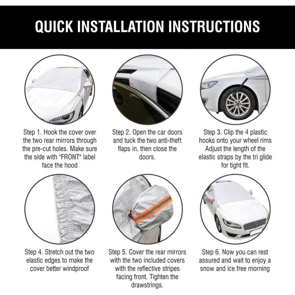 Windschutzscheibenabdeckung, Sonnenschutz Windschutzscheibenabdeckung mit Rückspiegel und Seitenglasabdeckung, faltbar, Schutz vor Schnee, EIS, Frost, Staub, Sonne