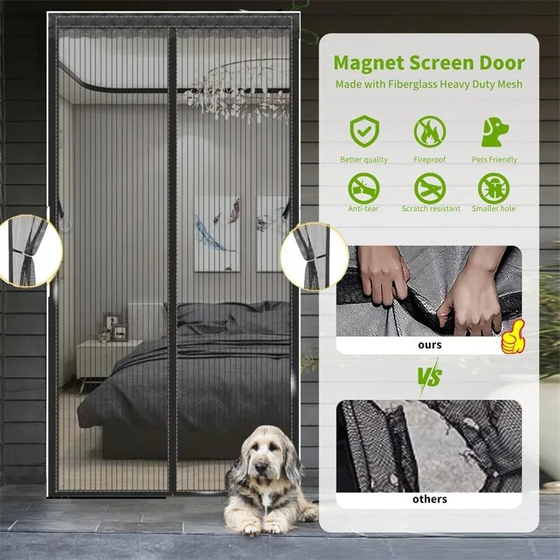Magnetic Screen Door Self Sealing Summer Door Curtain Mesh Door Curtain Home Door Net Mosquito Net Door Curtain House Home Screen