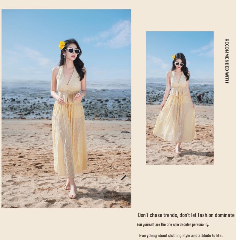 Dopamine Stunning Women's Three-Piece Plus Size Bikini Set with Long Skirt for Beach Vacation
