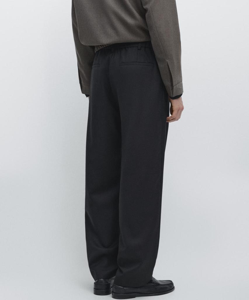 Masimodutti Relaxed Fit Wool Pintuck Detail Pants