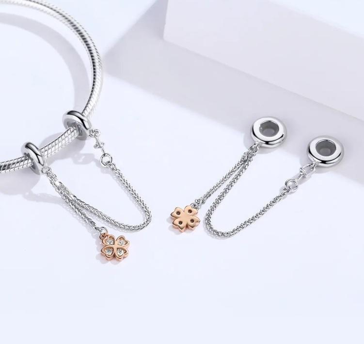 Charms Do Pandora Łańcuszek Zabezpieczający Charms Koniczyna Srebro 925 Charmsy Trusky
