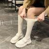 Fashion Platform Winter Knee High Shaft Long Elastic White Footwear Women's Boots Black Shoes for Woman Sock 2024 Novelty Spring Pu New