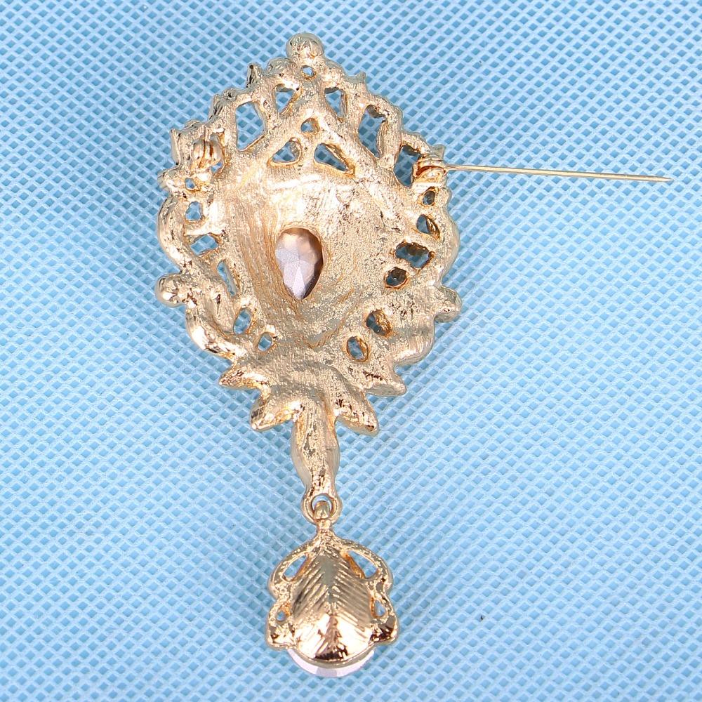 DIEZI Luxury Fashion Gold Color Bridal Crystal Brooch For Women Girls Gift Flower Rhinestone Scarf Bouquet Brooch Pins Wedding