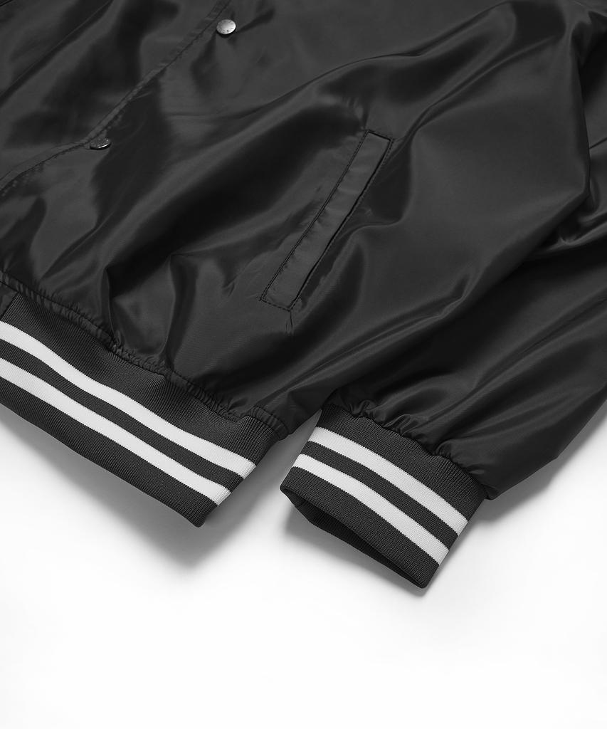 Soundslife Sl Logo Satin Baseball Jacket Charcoal