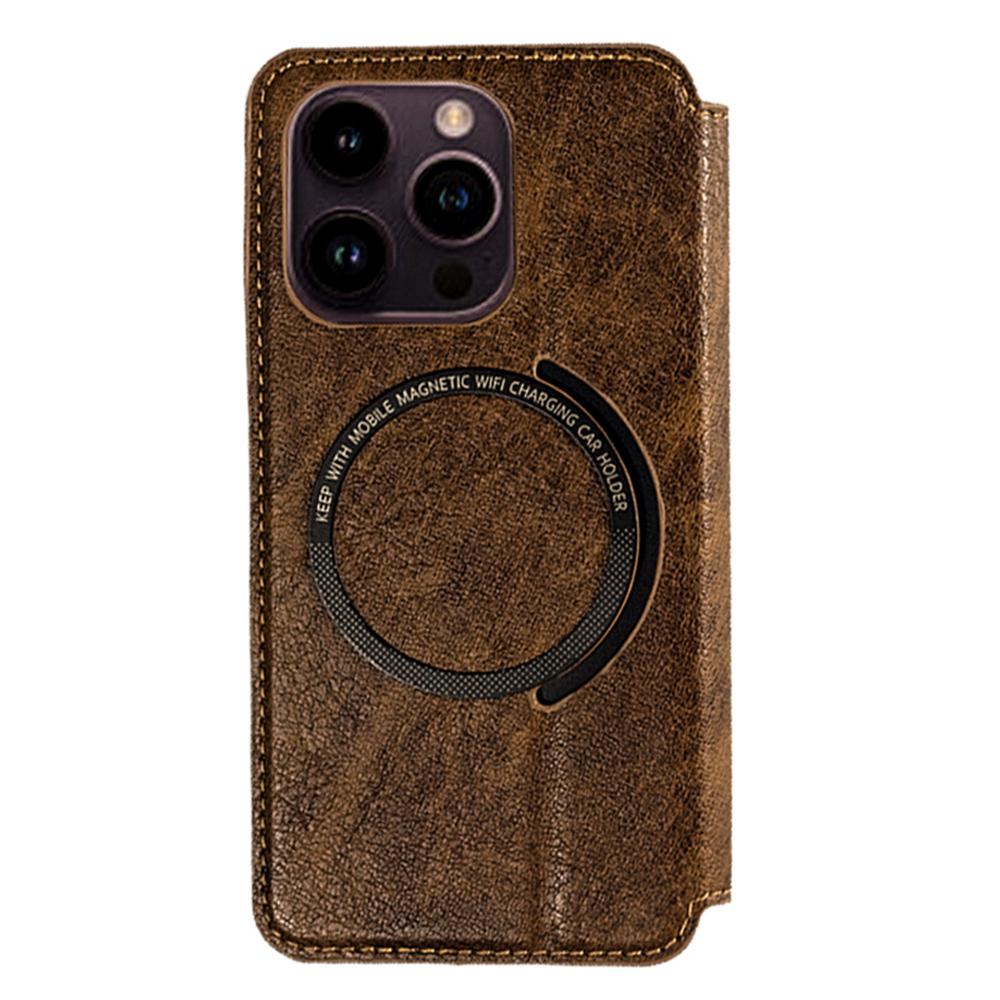 For iPhone 15 Anti-Scratch PU+TPU Matte Case Compatible with MagSafe Wallet Phone Cover
