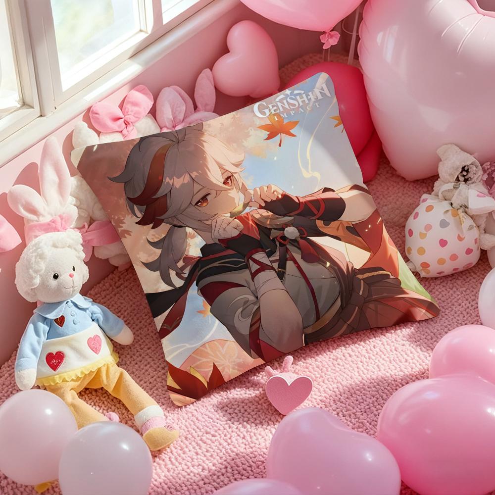 Kaedehara Kazuha Genshin Impact Cushion Cover Pattern Printed Pillowcase for Living Room Sofa Cushion Cover & Bedroom Decor