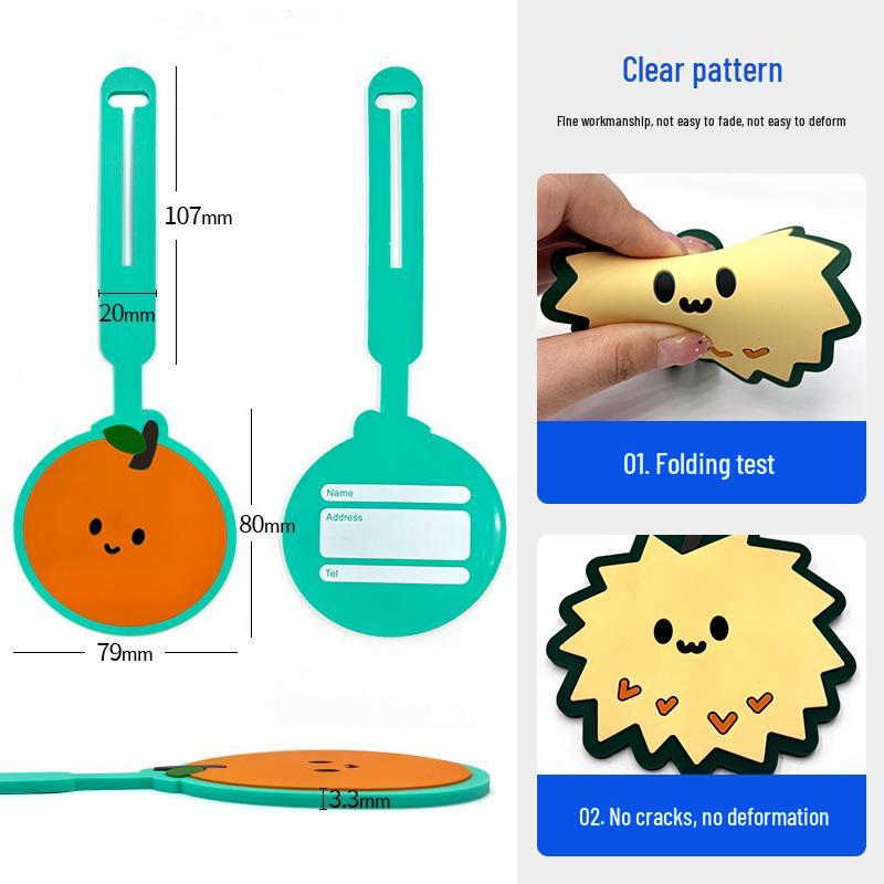 2D Epoxy Irregular Watermelon PVC Luggage Tag - Cute Cartoon Fruit Orange Rubber Boarding Tag