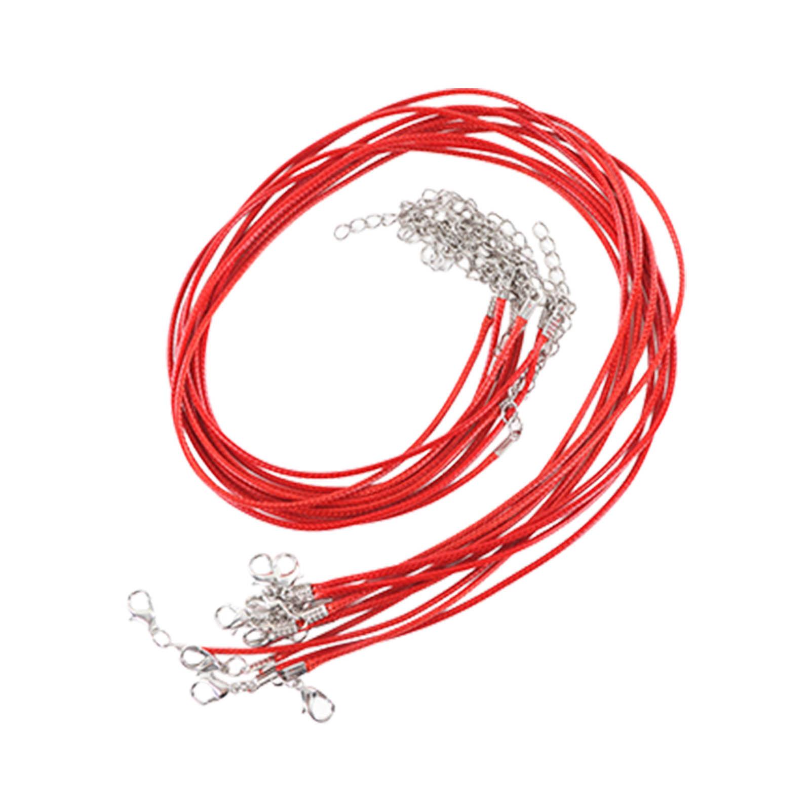 

200pcs Waxed Necklace Cord with Lobster Clasp Adjustable Length DIY Rope Necklace for Jewelry червоний