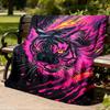 1pc Tiger Art Print Throw Blanket Polyester Fiber, Lightweight Flannel, Soft & Warm, All Season Use for Outdoor, Camping Digital Print