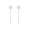 925 Sterling Silver Camellia Ear Line Resin Flower Tassel Delicate Earrings for Women