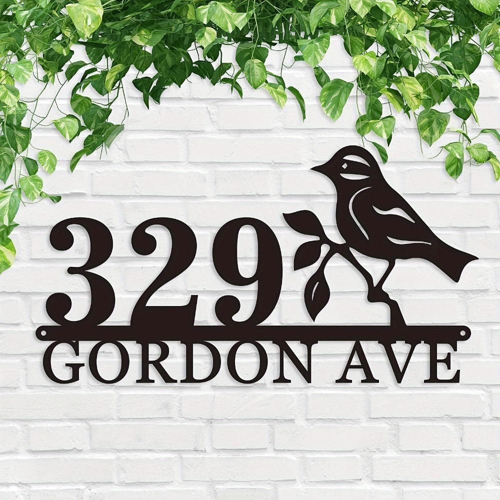 Metal House Number Sign, Bird Theme, Garden Wall Decor, Rustproof Entryway Plaque, Handmade Home Gift