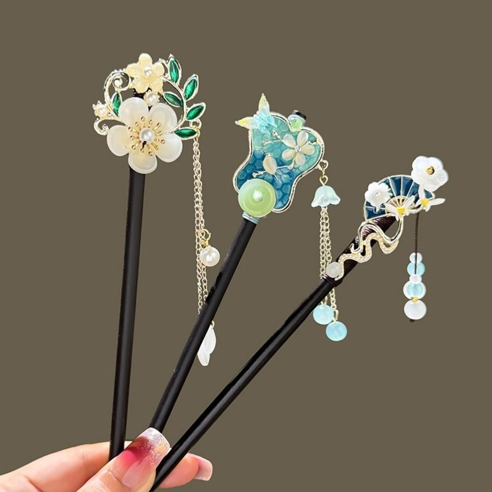 Banana Fan Tassel Wooden Hair Chopsticks Magnolia Flower Flower Hair Sticks Hanfu Hair Bun