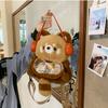 Cute Plush Red Panda Backpack Large Capacity Soft Fashion Shoulder Bag Kawaii Fluffy Wear Headphones Animal Bag Woman Girl Gift