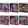 6pcs DIY Rhinestone Diamond Art Mosaic Postcards Diamond Art Greeting Cards for Xmas Birthdays Thanksgiving & Special Occasion
