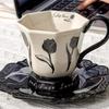 Oktogonalt Mærke Kaffekop og Underkop Sæt til Hjemmet High-end Restaurant Eftermiddagste Kop Let Luksus Kunstnerisk Keramik