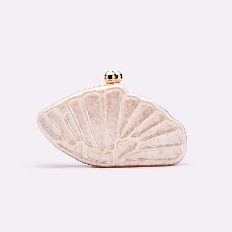 Women's Luxury Crossbody Bag Shell Fan-shaped Acrylic Fashion Wedding Evening Bag Clutch Shell Purse Clutch Shoulder Pearl Bag