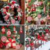 2D Flat,12/24pcs Wood Peppermint Candy Cane Ornaments with Jute Rope - Red White Swirl Suitable for Christmas Tree Decorations
