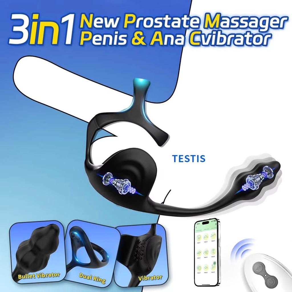 APP Control Anal Vibrator Penis Rings Fo Men Testicle Prostate Massage Stimulate Butt Plug Male Cock Ring Adult Sex Toys