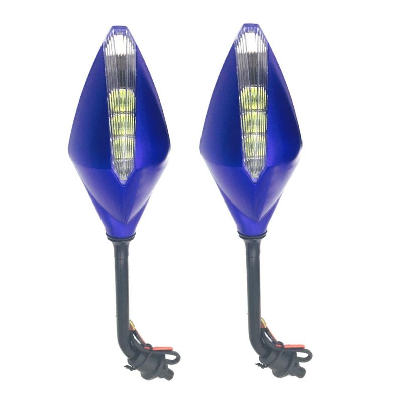 

Universal Motorcycle Scooter Bike LED Turn Signal Indicator Rear View Mirror 10MM Side Reversing Reflector Mirrors 2pcs синий
