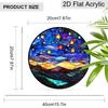 Acrylic Starry Night Sky and Mountains Suncatcher, Stained Glass Style Window Hanging Ornament for Celestial and Landscape Lovers