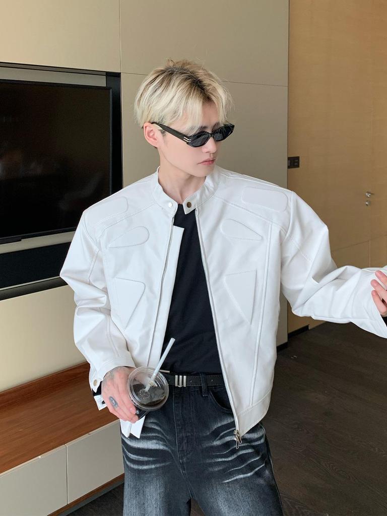 Unisex High-End Motorcycle Jacket: Spring & Autumn American Street Style with Padded Shoulders