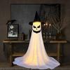 Halloween Ghost Decoration with LED Light Large White Scary Light Up Ghost with Witch Hat for Outdoor Front Porch Yard Garden Lawn Home Decor