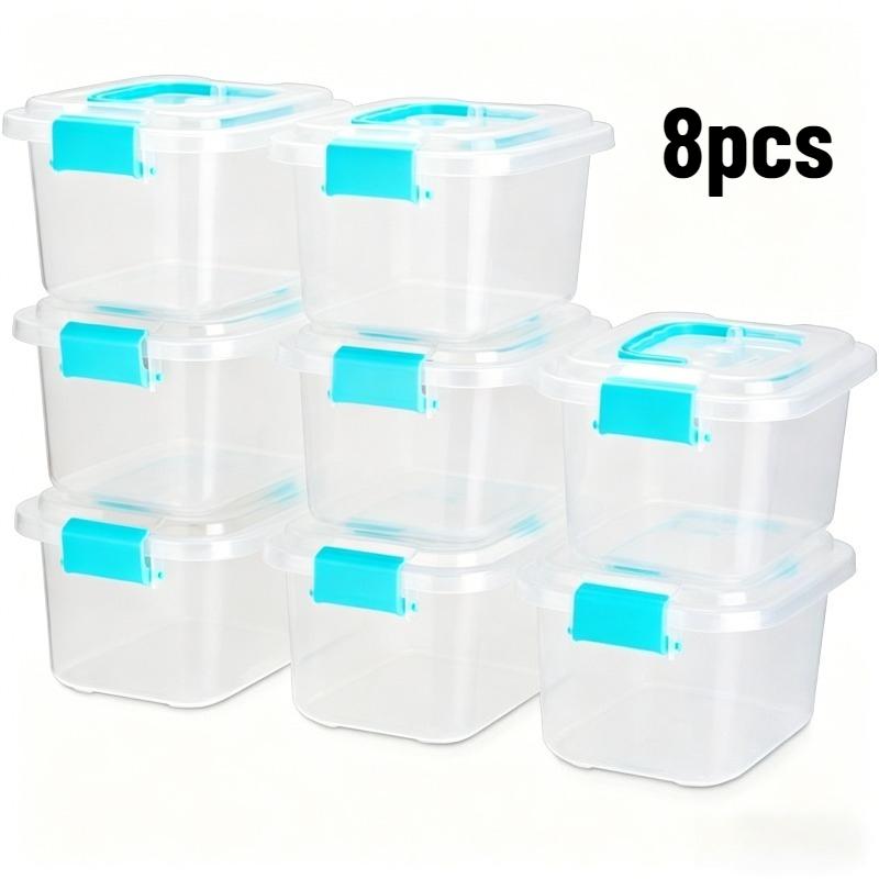 

8pc Clear Storage Boxes with Lids Reusable Portable Organizer Bead Jewelry DIY Crafts Nail Small Accessories Various Small Items