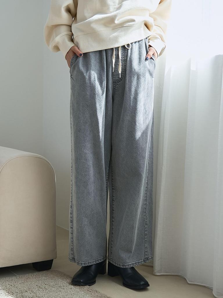 Cohen Cotton Rayon Denim Wide Pants, 76406000010 7970 Navy (79), Size L, Popular Gray, Now Back in Stock Online!