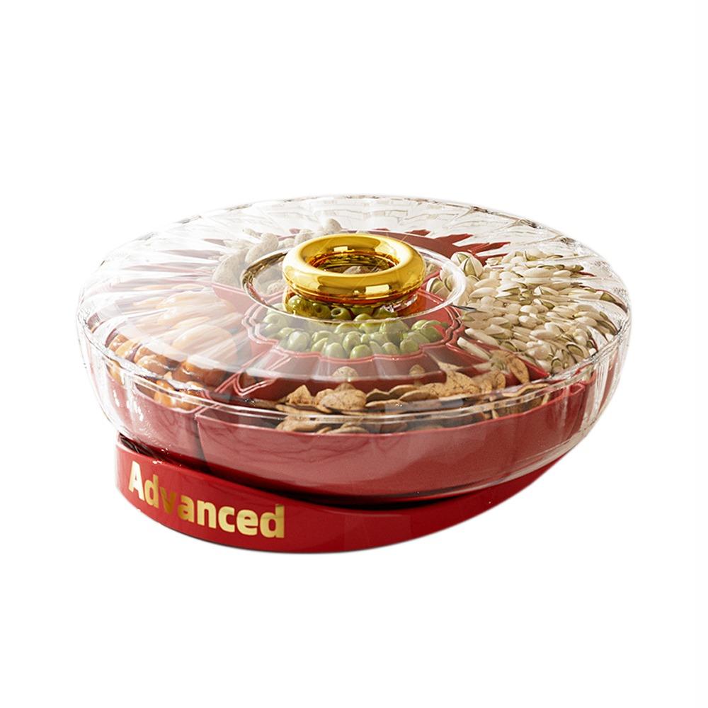 

Разделенный вращающийся поднос для сухофруктов большой вместимости, тарелка для закусок и сухофруктов, для развлечений красный