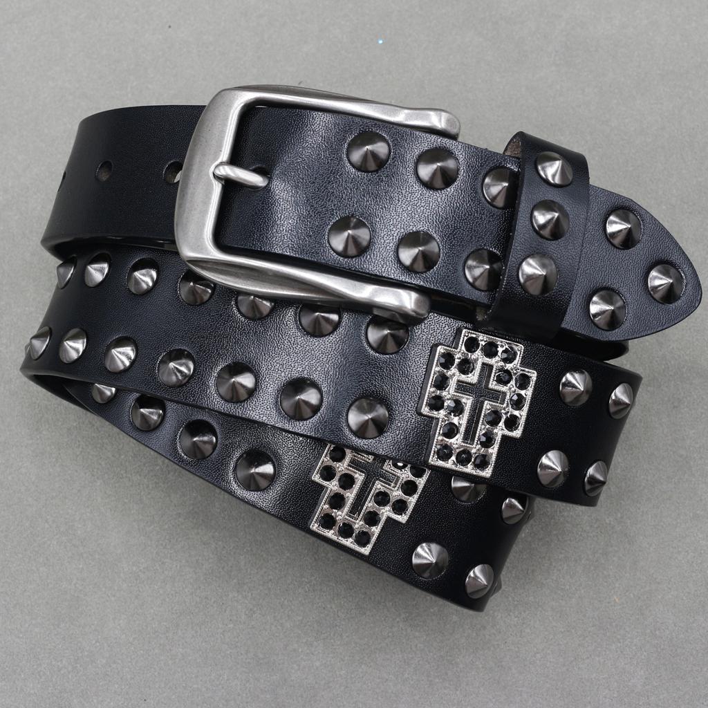 Metal Rivet Belt Luxury Designers Men Rivet Punk Belt Cow Genuine Leather Cintos Masculinos Male Women Rock Hip Hop Strap Waist