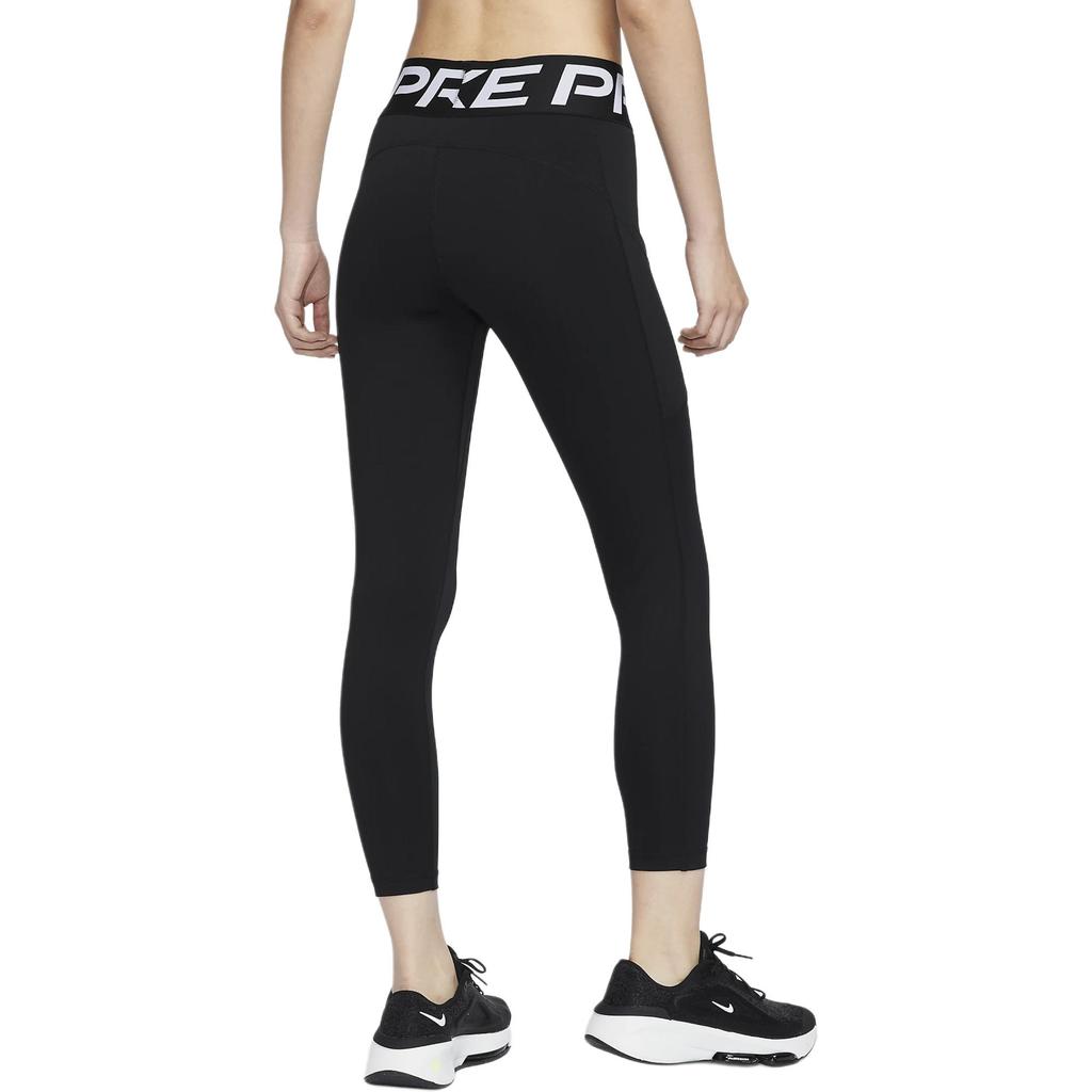 Nike Pro High-Waisted Slim Fit Letter Dry Comfortable Nine-Point Sports Trousers Women Bottoms Black White FV7389010