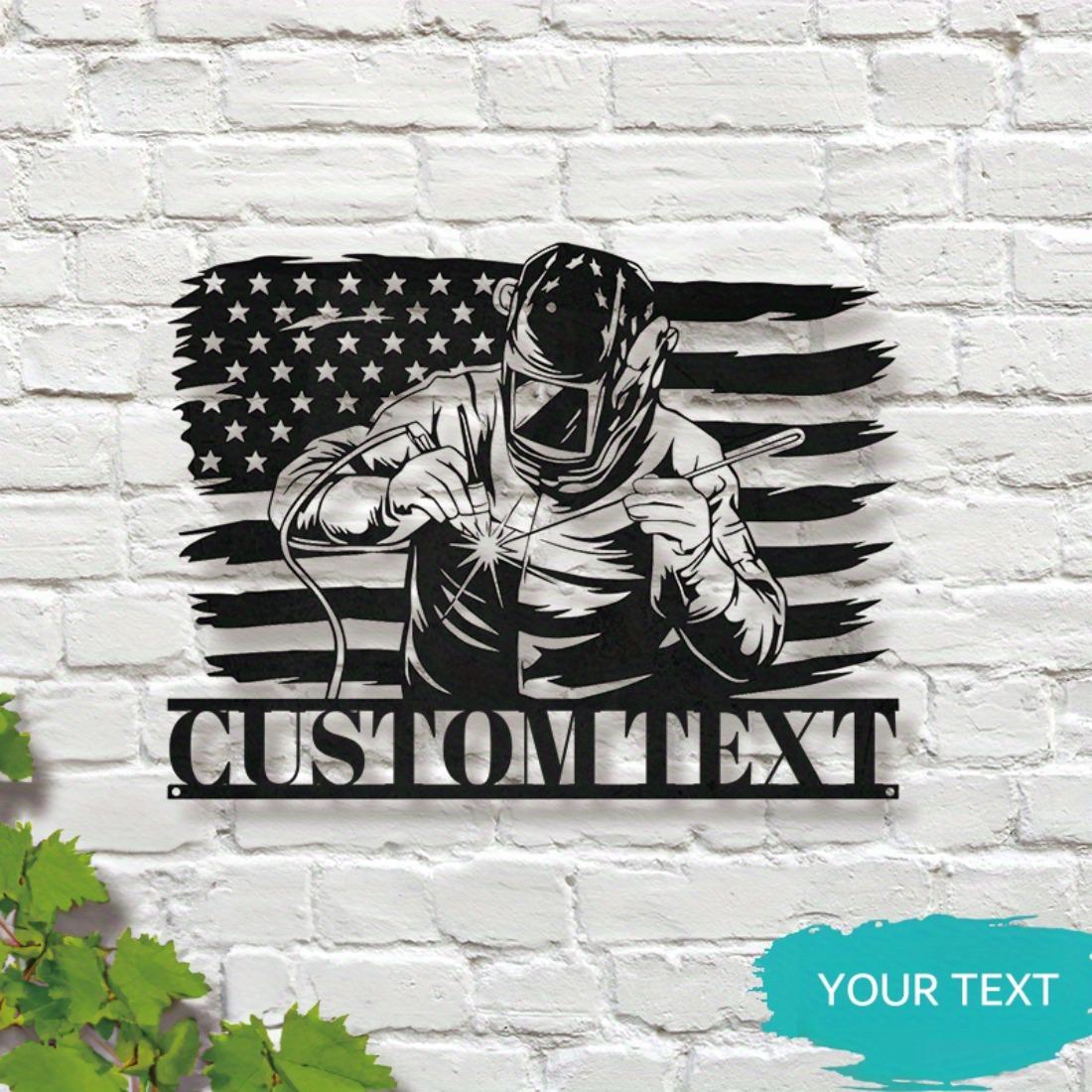 

Custom US Flag Welder Metal Sign, Personalized Welder Wall Art for Room Decor, Patriotic Welding Enthusiast Gift M чёрный