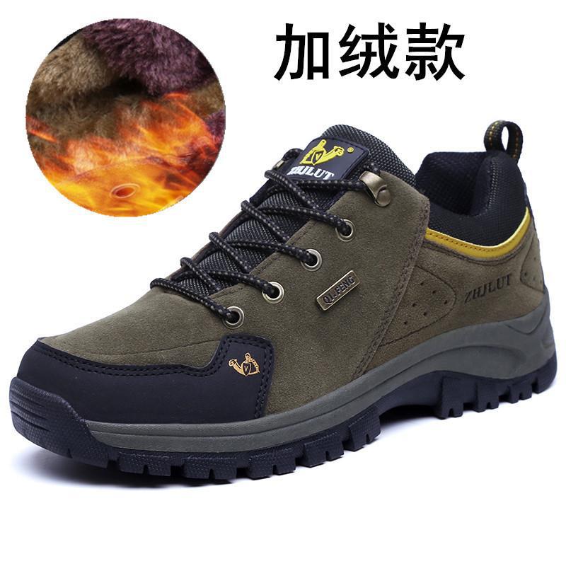 Low-top Non-slip and Wear-resistant Mountaineering Shoes Autumn and Winter New Couples Outdoor Warm Casual Shoes Velvet Cotton Shoes Men's Shoes