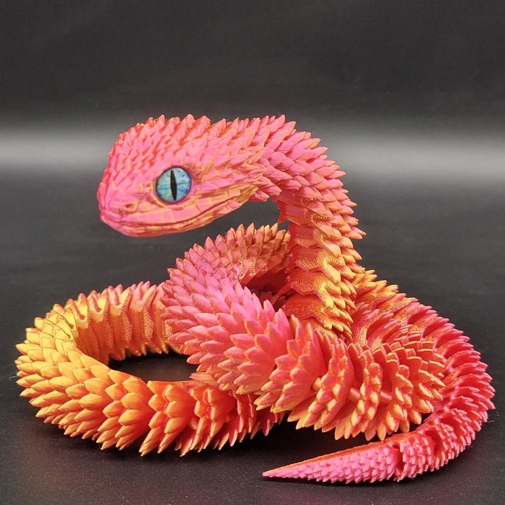 Décoration Serpent Imprimée en 3D Modèle Coloré Rapport d'Écailles Animaux Imprimés en 3D Jouet Créatif à Assemblage DIY Accessoires de Bureau Décoration de Pièce Ornement de Table