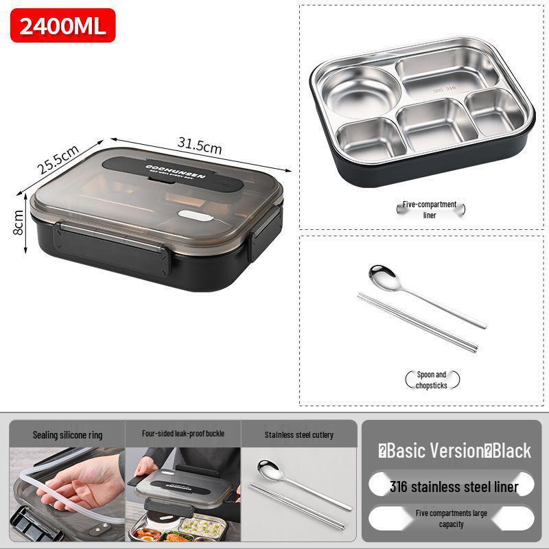 Insulated Lunch Bag with Compartmented Stainless Steel Bento Box for Office or School Meals