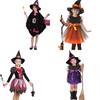 Magical Baby Girl Gown Halloween Cosplay Witch Costume For Teens With Puff Sleeves