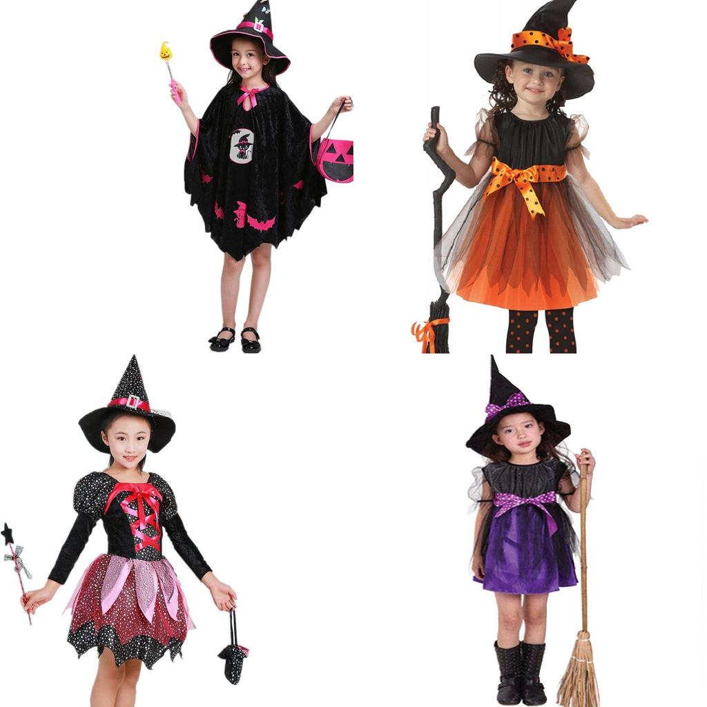 Magical Baby Girl Gown Halloween Cosplay Witch Costume For Teens With Puff Sleeves