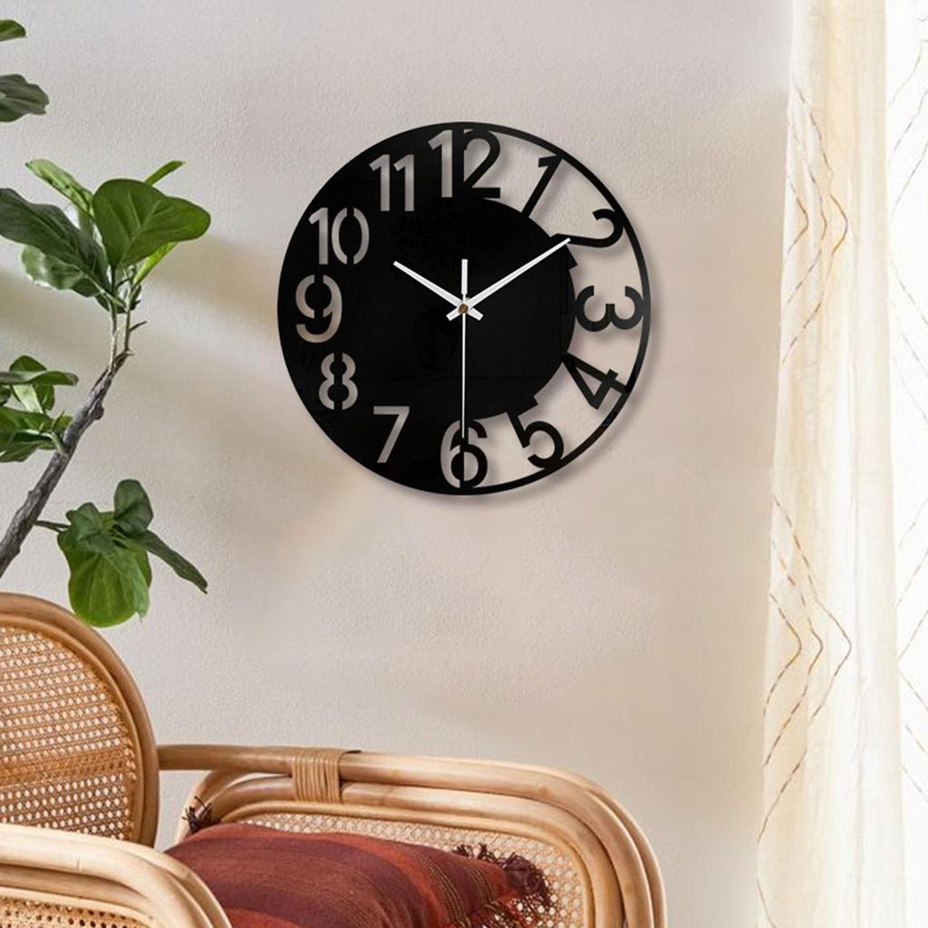 Acrylic Wall Clock Large Wall Clock Modern Style Silent Festival Gift Round Wall Clock for Kitchen Hotel Bathroom Decoration