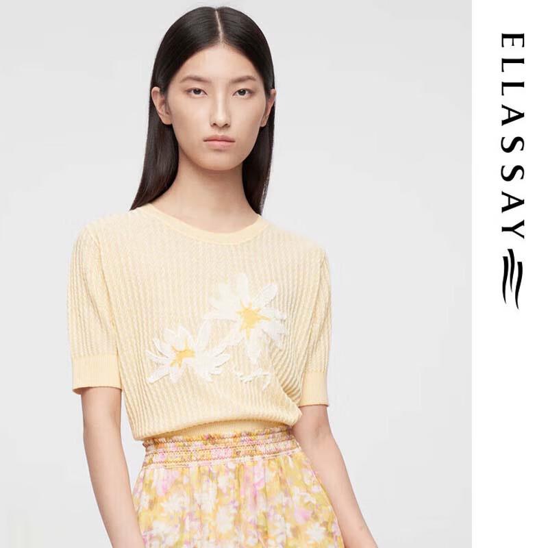 

ELLASSAY Women s Short Sleeve Vertical Stripe Knit Top S